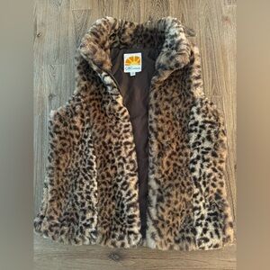 C&C California Kids Faux Fur Leopard Animal Print Vest